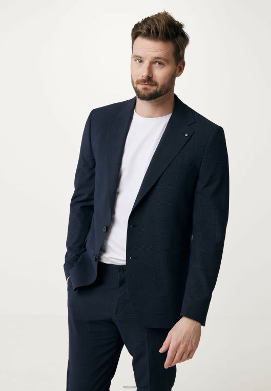 Mexxmodra moški enojni karirasti blazer mornarsko moder 860R467