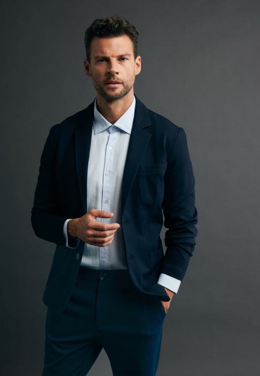 Mexxmodra moški raztegljiv mornarsko modri blazer 860R463