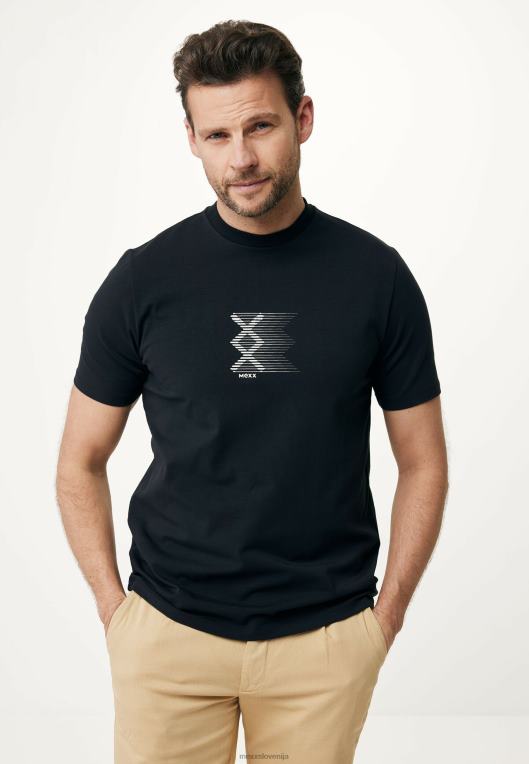 Mexxschwarz moški majica s kratkimi rokavi, črna z gumijastim potiskom 860R490