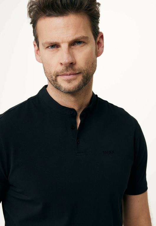 Mexxschwarz moški polo mao ovratnica črna 860R487
