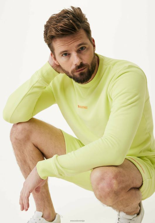 Mexxrumena moški pulover s potiskom majhnega prsnega koša v barvi limete 860R481