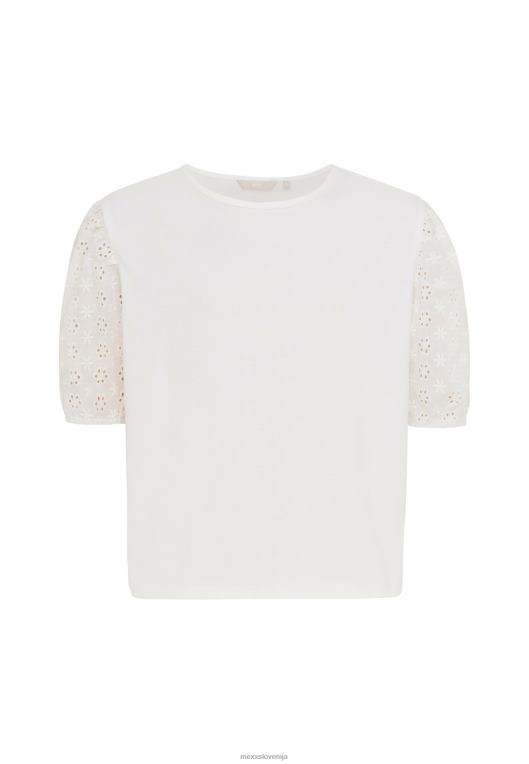Mexxbež dekleta majica z vezenimi rokavi umazano bela 860R765