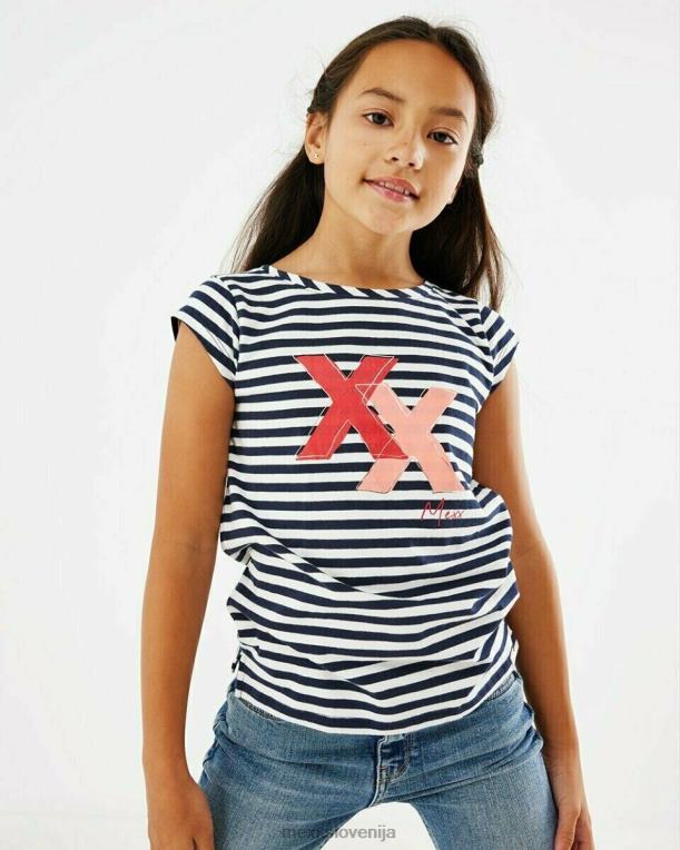 Mexxmodra dekleta mornarsko modra črtasta umetniška majica 860R874