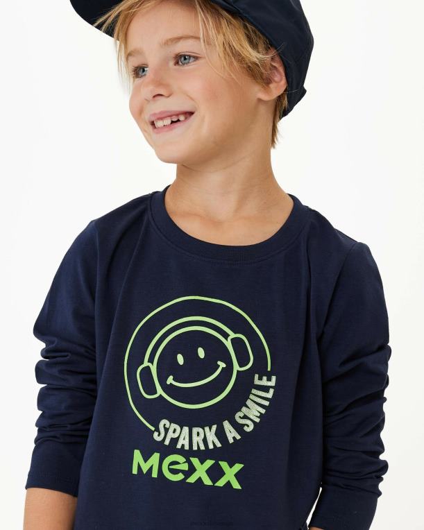 Mexxmodra fantje majica z umetninami mornarsko modra 860R957