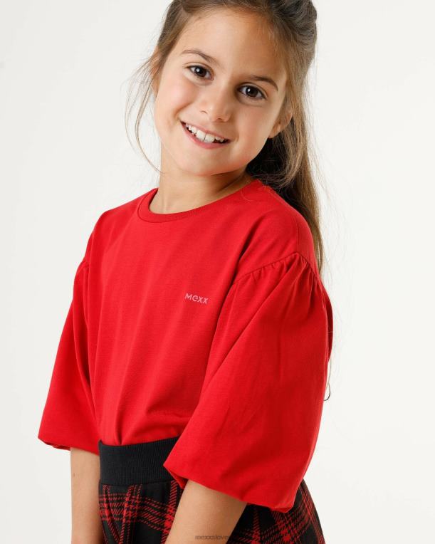 Mexxrdeča dekleta majica z napihnjenimi rokavi 860R815