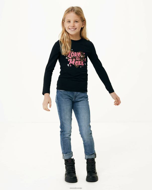 Mexxschwarz dekleta črna majica z dolgimi rokavi 860R836