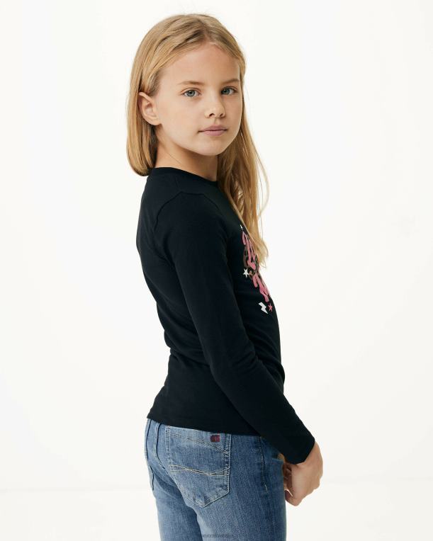 Mexxschwarz dekleta črna majica z dolgimi rokavi 860R836