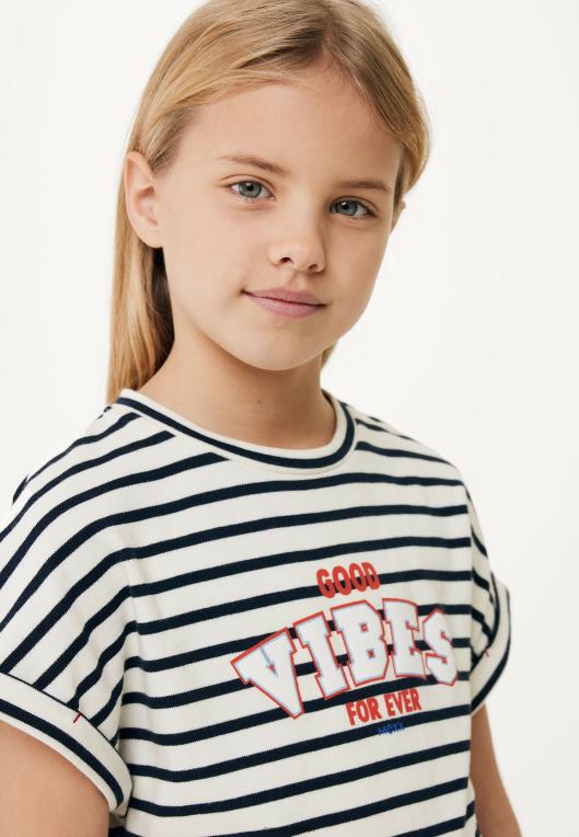 Mexxbež dekleta bela črtasta obleka 860R808