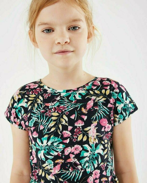 Mexxmodra dekleta mornarsko modra obleka s potiskom 860R800