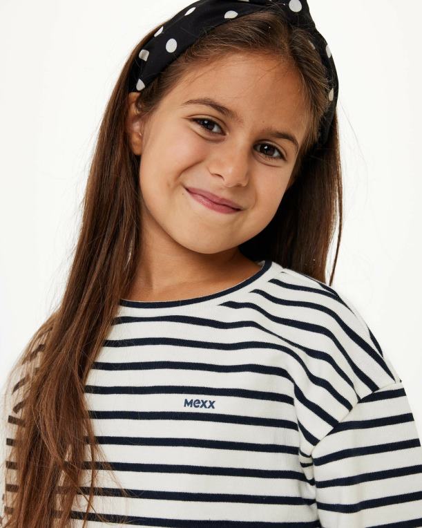 Mexxbela dekleta črtast pulover s spuščenimi rameni 860R827