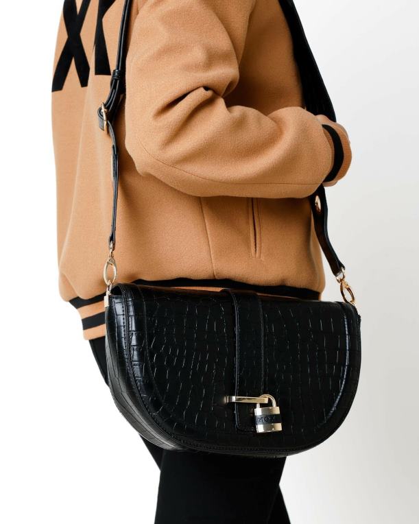 MexxČrna ženske kroko polmesečna torbica za čez ramo 860R428