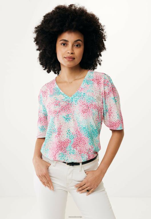 Mexxroza ženske modro zelena bluza s kratkimi rokavi 860R26