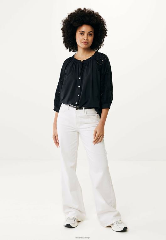 Mexxschwarz ženske bluza z vezenimi rokavi črna 860R85