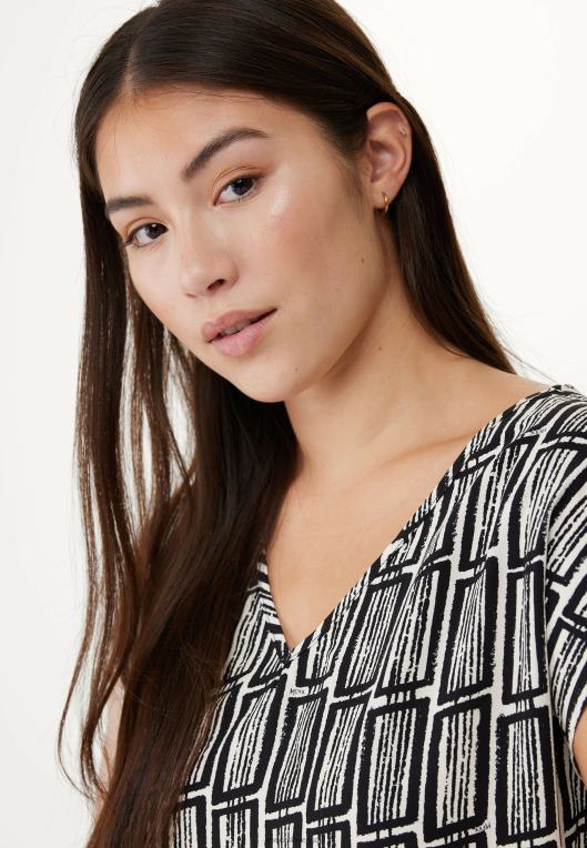 Mexxvečbarvna ženske potisk bluze z v-izrezom 860R70