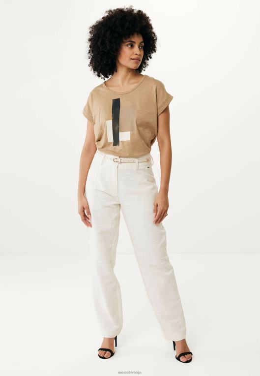 Mexxbež ženske hlače z ravnim pasom z visokim pasom kremno bele 860R45
