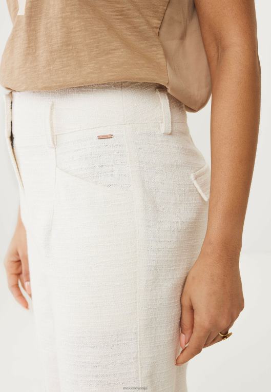 Mexxbež ženske hlače z ravnim pasom z visokim pasom kremno bele 860R45