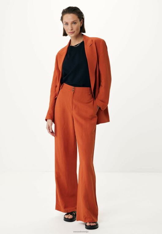 Mexxoranžna ženske lanene hlače opeka 860R88