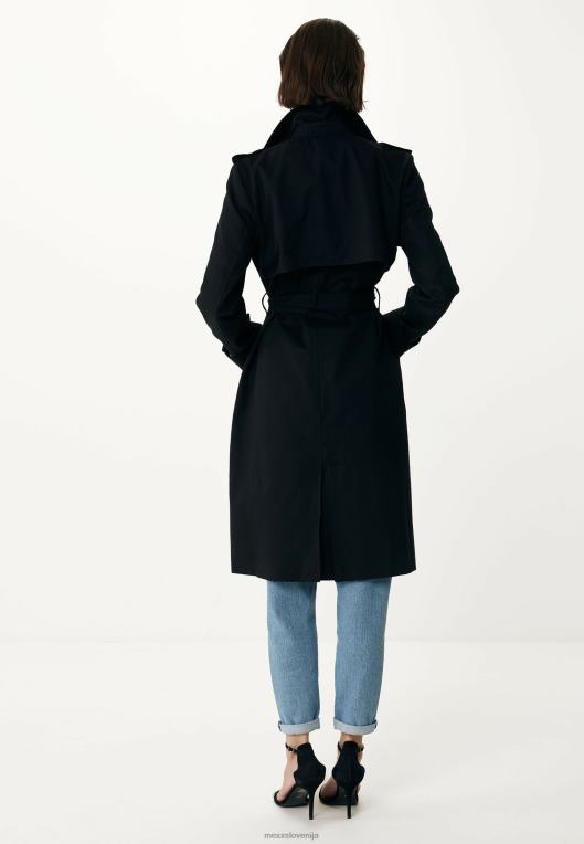 Mexxschwarz ženske plašč z dvojnim zapenjanjem črn 860R95