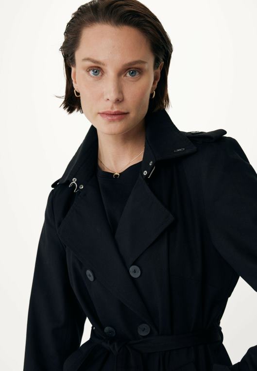 Mexxschwarz ženske plašč z dvojnim zapenjanjem črn 860R95
