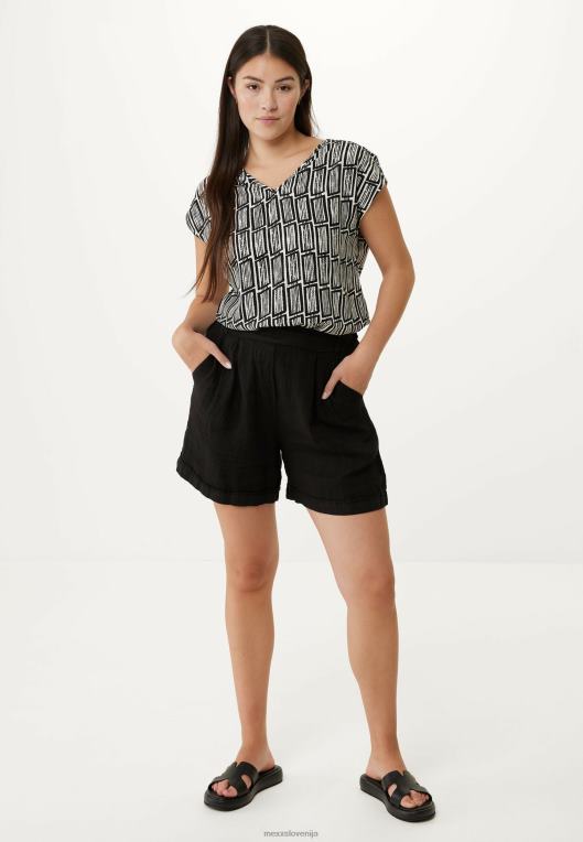 Mexxschwarz ženske lanene kratke hlače črne 860R50