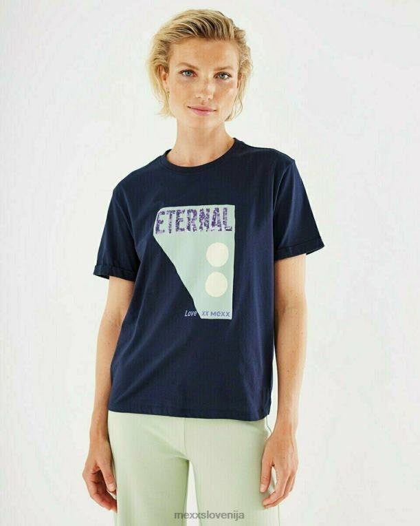 Mexxmodra ženske mornarsko modra majica z okroglim izrezom 860R408