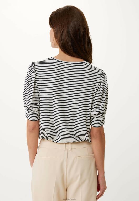 Mexxmodra ženske mornarsko modra črtasta majica z napihnjenimi rokavi 860R10