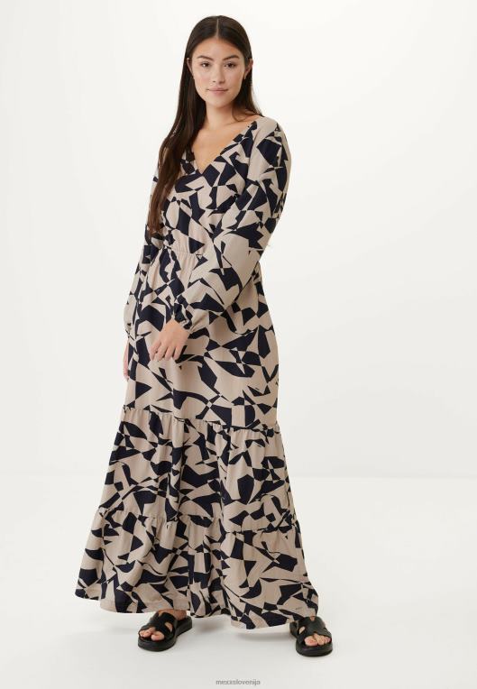 Mexxbež ženske obleka z dolgimi rokavi in ​​v-izrezom 860R65