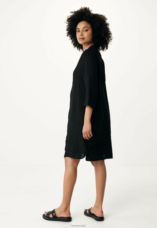 Mexxschwarz ženske lanena obleka črna 860R39