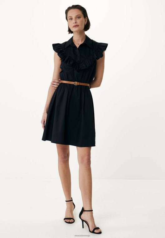 Mexxschwarz ženske črna obleka z volančki 860R59