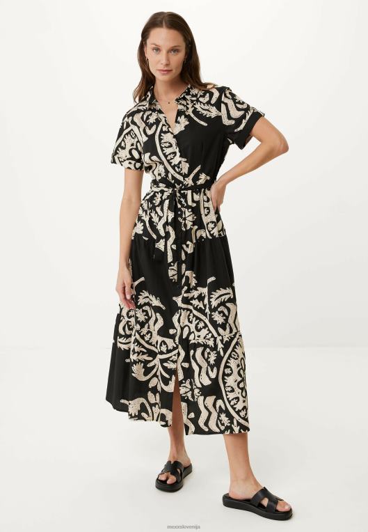 Mexxschwarz ženske črna črna obleka s potiskom 860R11