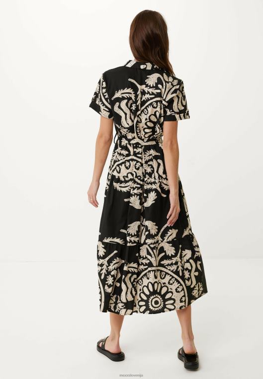 Mexxschwarz ženske črna črna obleka s potiskom 860R11