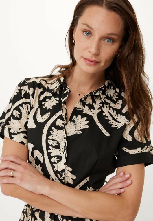 Mexxschwarz ženske črna črna obleka s potiskom 860R11