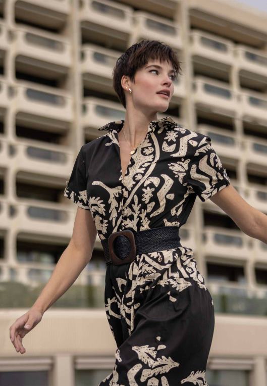 Mexxschwarz ženske črna črna obleka s potiskom 860R11