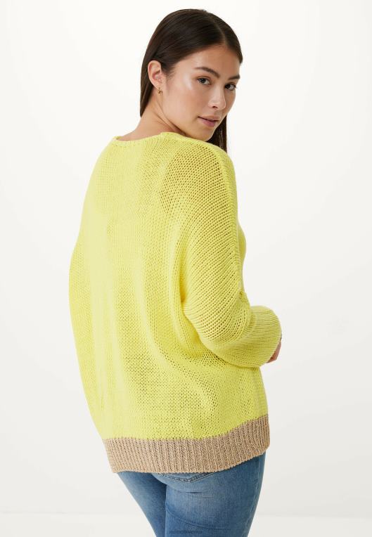 Mexxrumena ženske ohlapen pulover z v-izrezom, svetel 860R82