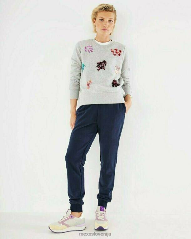 Mexxsiva ženske bleščice pulover z okroglim izrezom siv melee 860R412