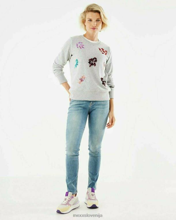 Mexxsiva ženske bleščice pulover z okroglim izrezom siv melee 860R412